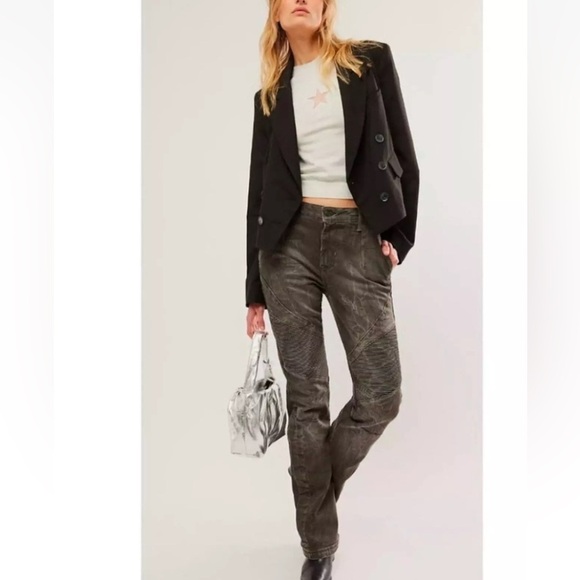 Free People We The Free Vector Moto Mid Rise Flare Jeans Size 30